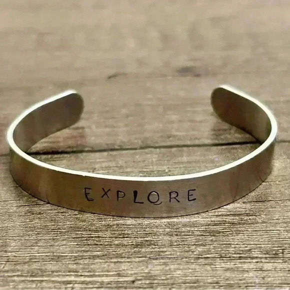 Adventures Silver Tone Cuff Bangle Bracelet “Explore” - Picture 3 of 3